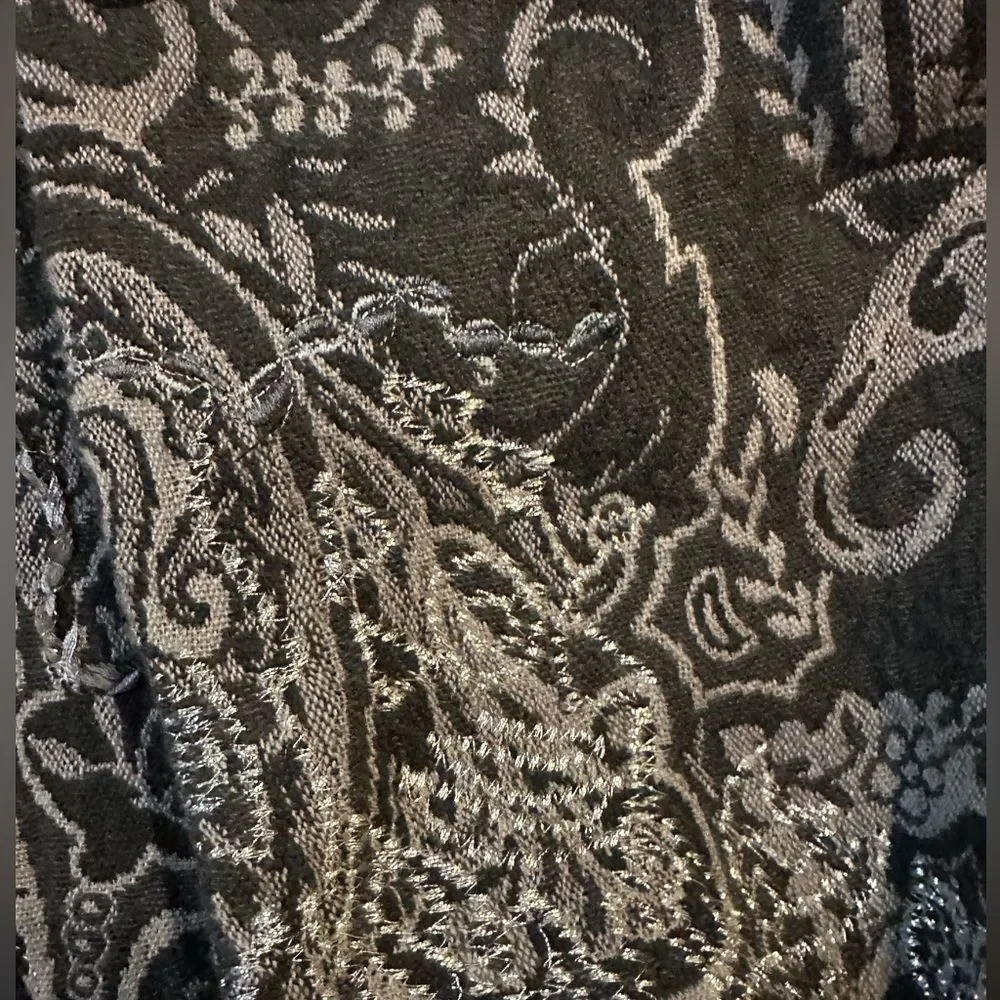 Vintage Laura Ashley Woman Metallic Embroidered Paisley Jacquard Jacket 1X Boho